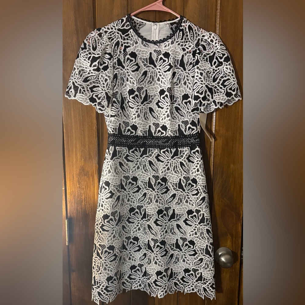 Shoshanna Black and White Lace Dress